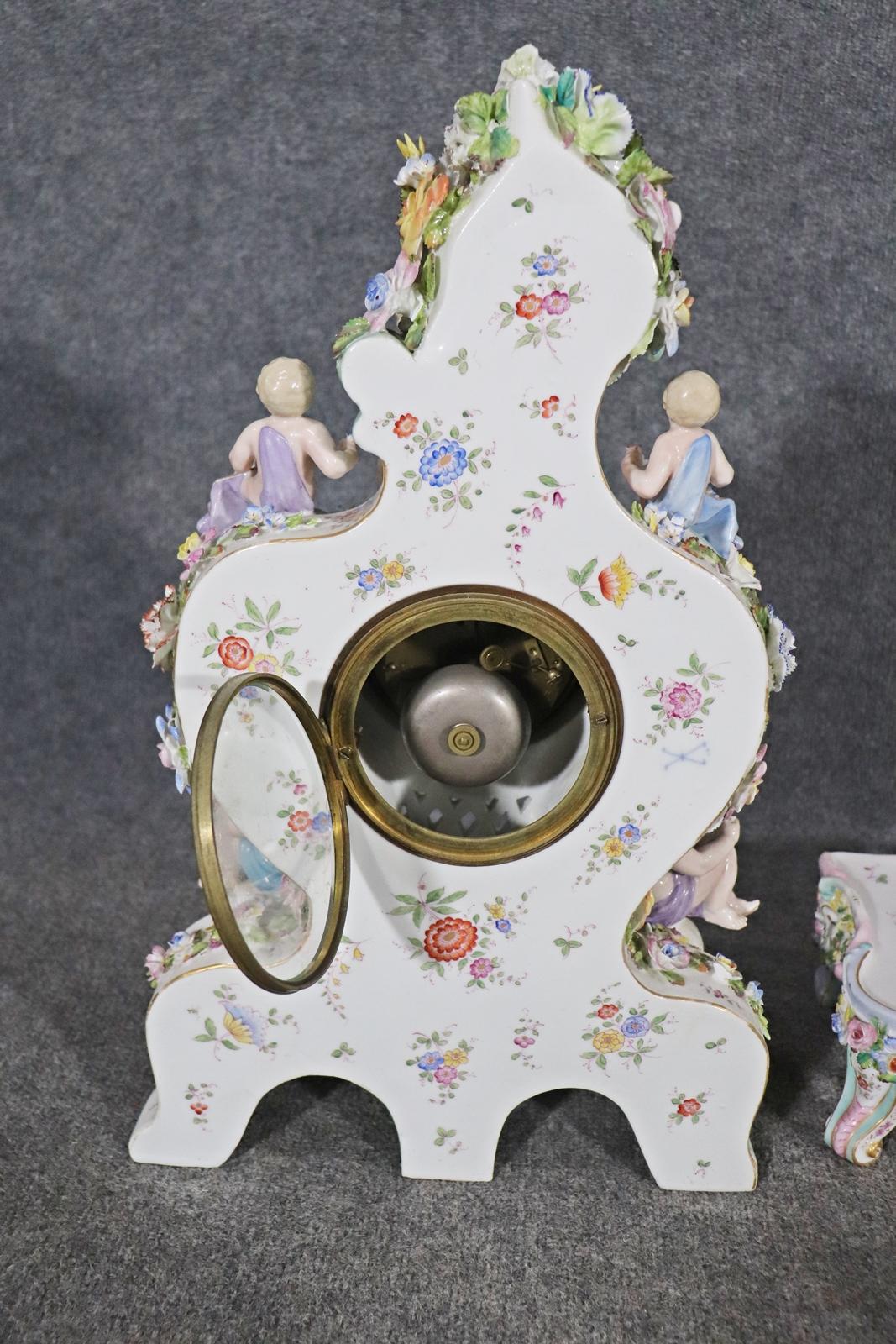 Fine Quality Meissen Figural Mantel Clock 2