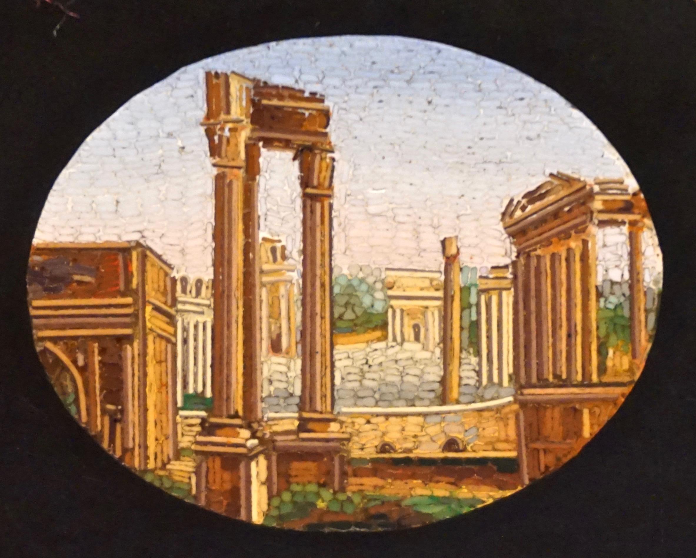 Grand Tour Fine Quality Micro Mosaic Paperweight Depicting Five Ancient Roman Monuments