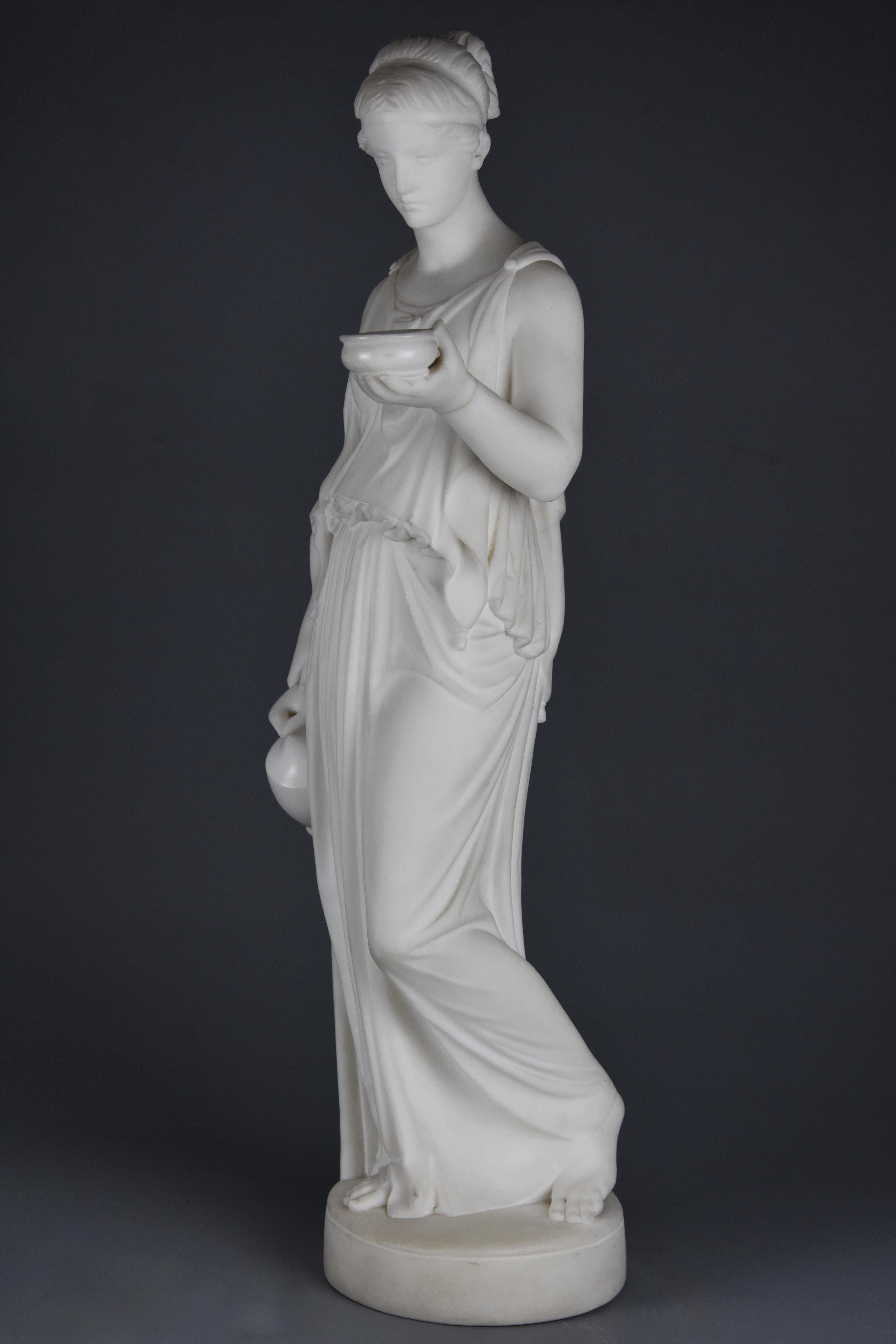 Italian Fine Quality Mid-19th Century Carved Marble Figure of Hebe, Goddess of Youth