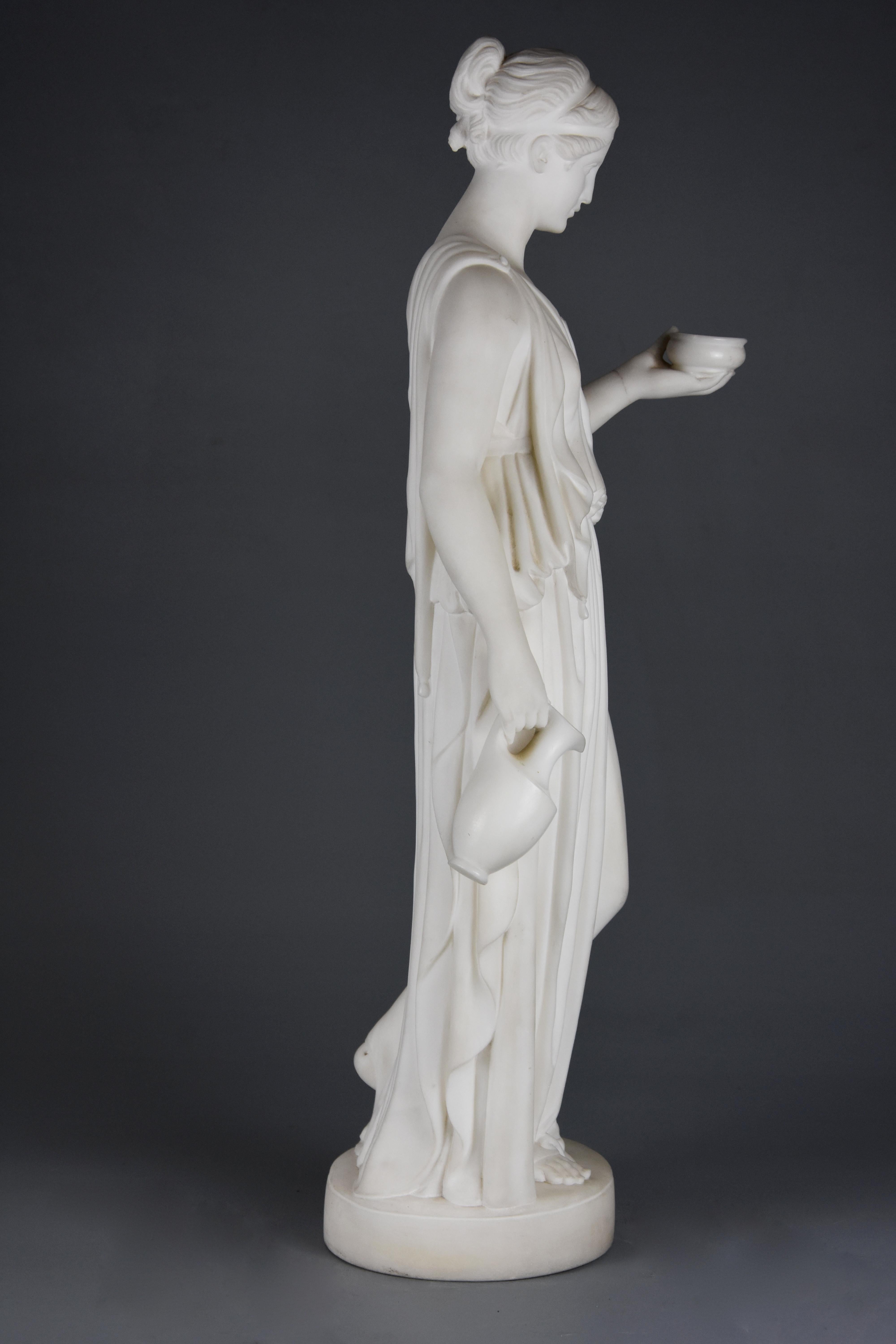 Fine Quality Mid-19th Century Carved Marble Figure of Hebe, Goddess of Youth 4