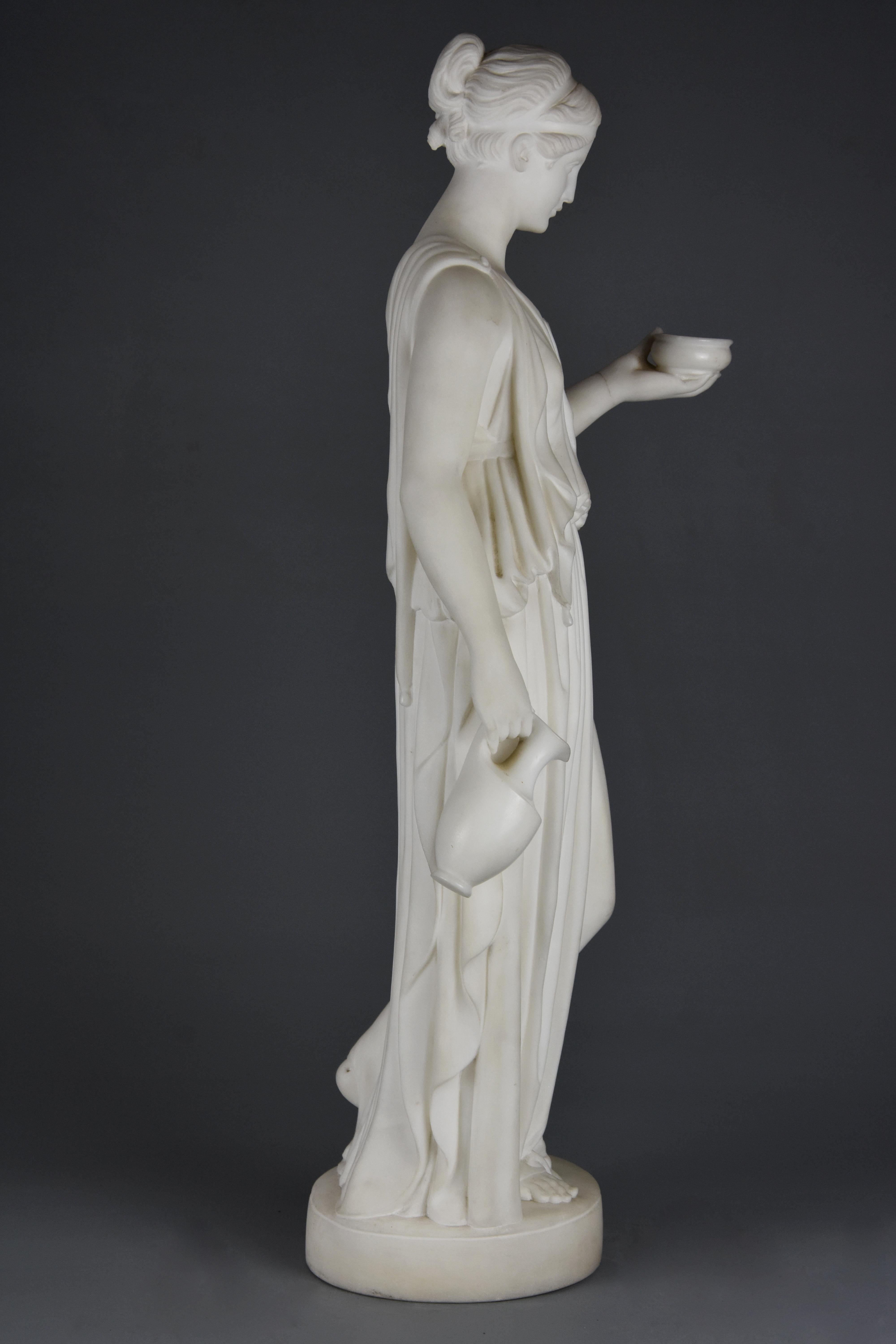 Fine Quality Mid-19th Century Carved Marble Figure of Hebe, Goddess of Youth 5