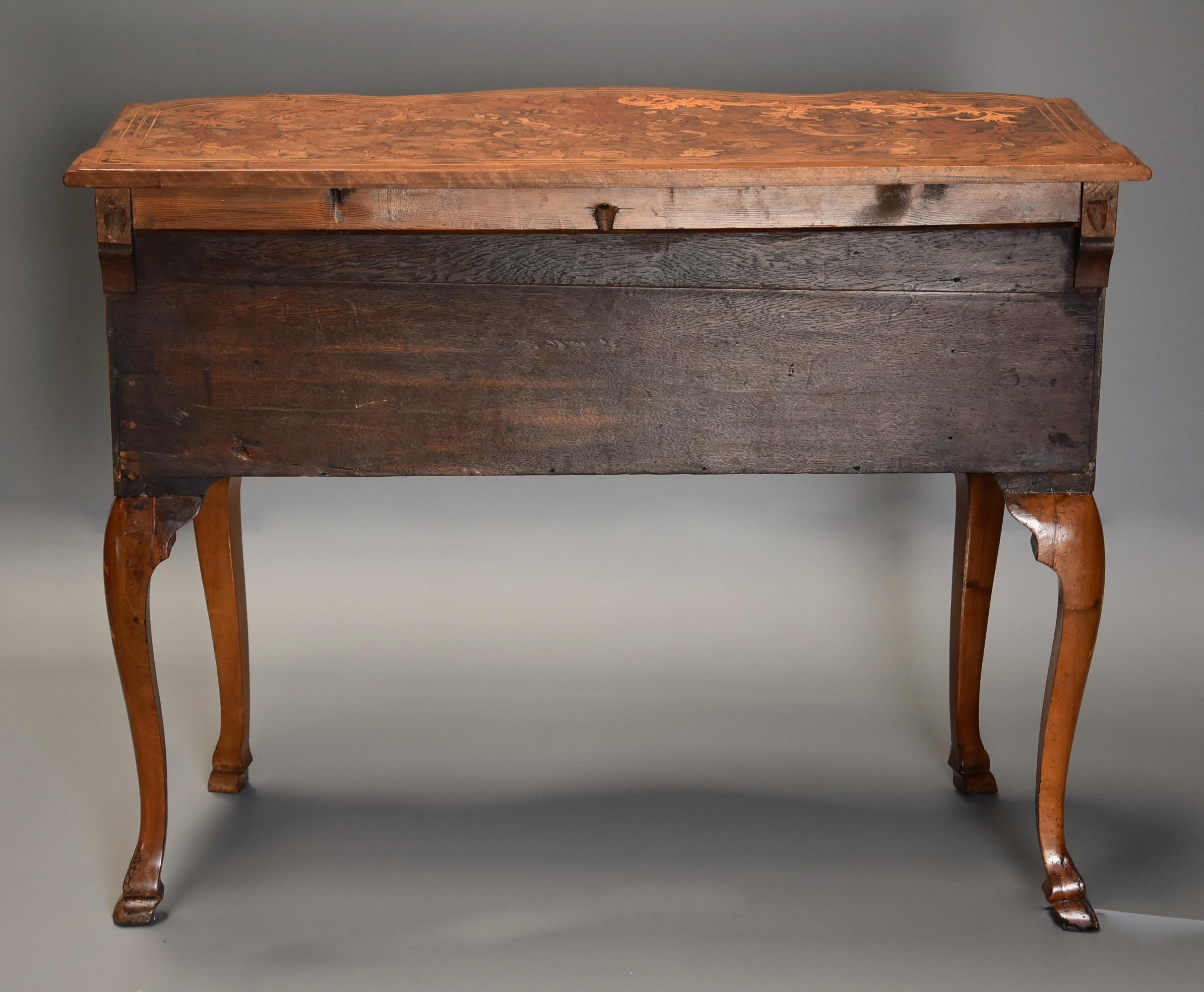 Fine Quality Mid-19th Century Floral Marquetry Walnut Lowboy of Serpentine Form For Sale 11