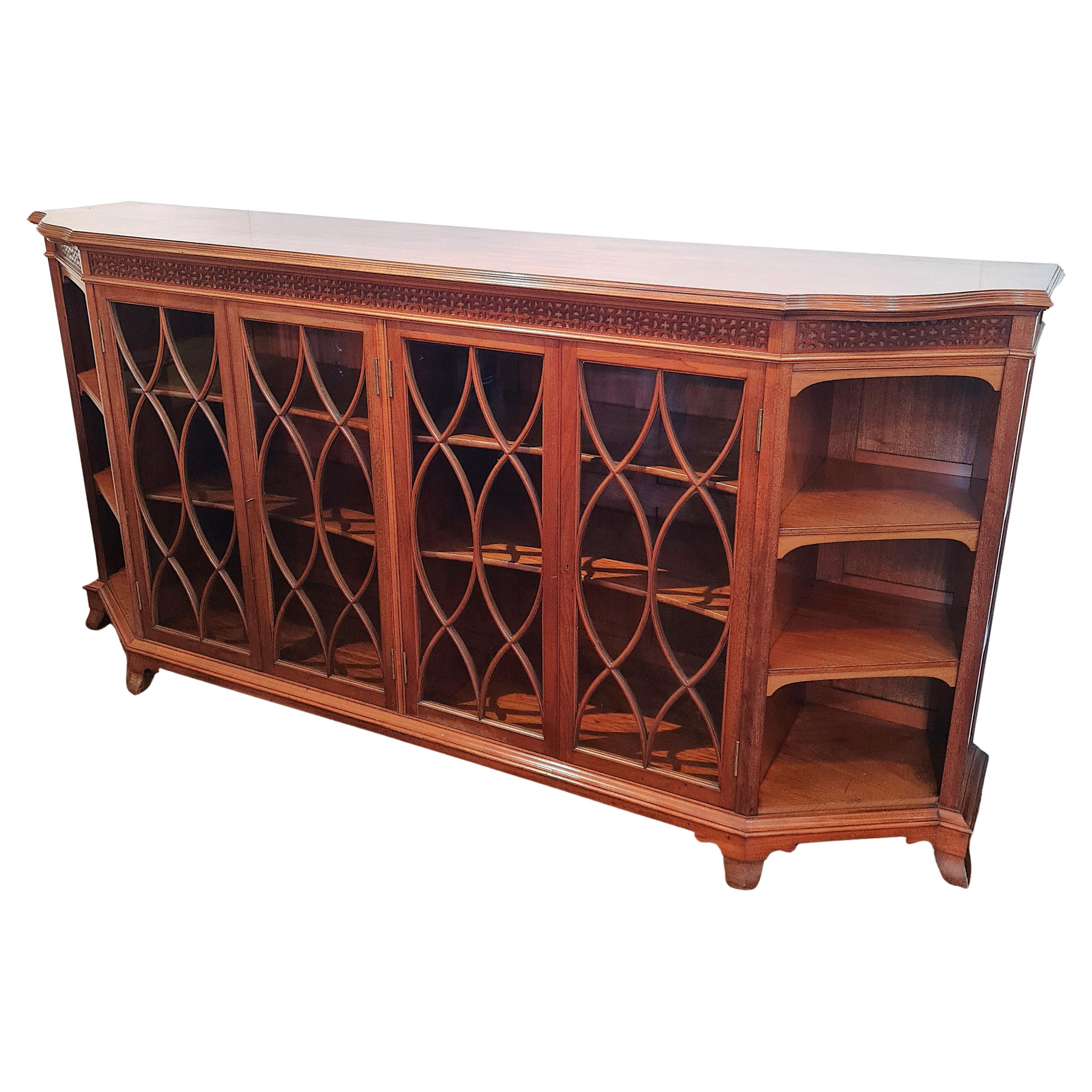 Fine quality Morris & Co Arts & Crafts  glazed bookase cabinet For Sale
