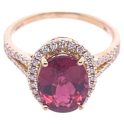 Fine Quality Natural 3.0ct Rubellite Ring Set in 18ct Yellow Gold For Sale