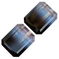Fine quality natural bicolor tourmaline gemstones pair rare bi-color gemstone