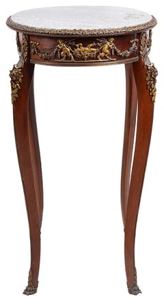 Fine Quality Near Pair French Marble Topped Side Tables. in the Manner of Linke