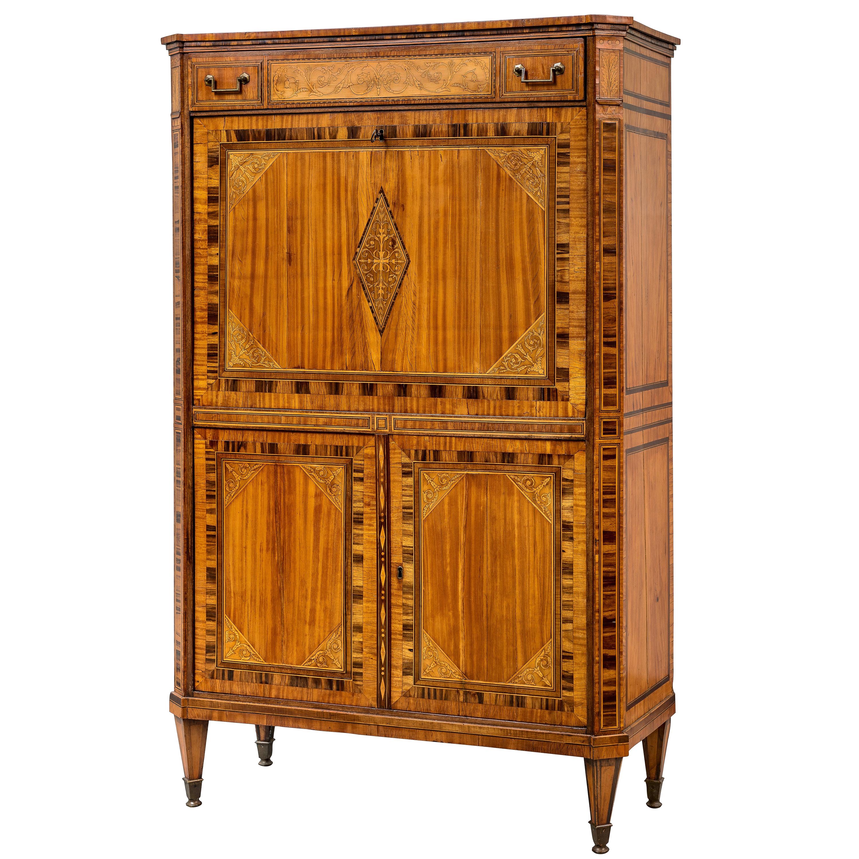 Dutch Neoclassical Inlaid Satinwood Secretaire Abattant