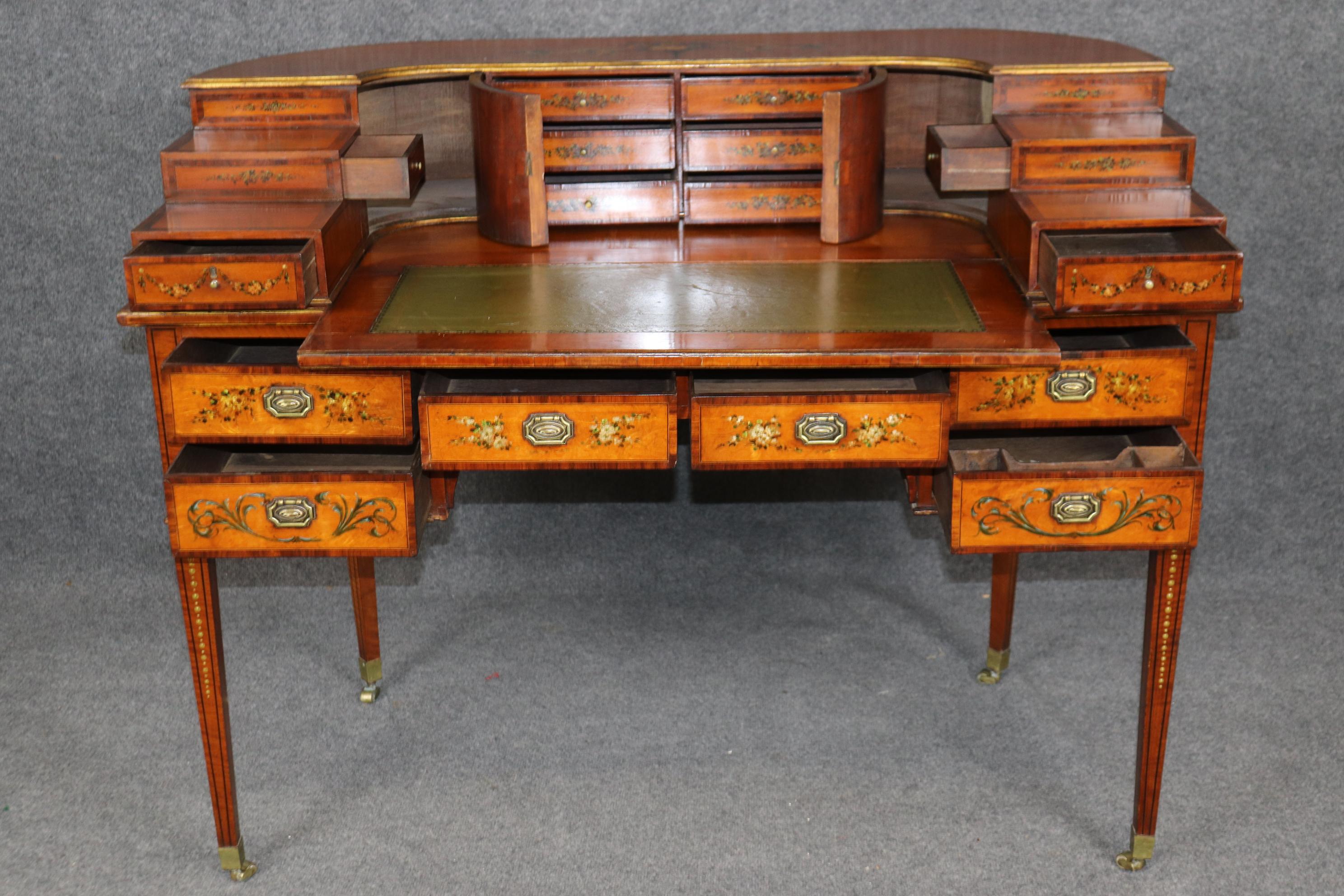 Carlton House-Schreibtisch in hoher Qualität, bemalter englischer Adams-Satinholz, Carlton (Adamstil) im Angebot