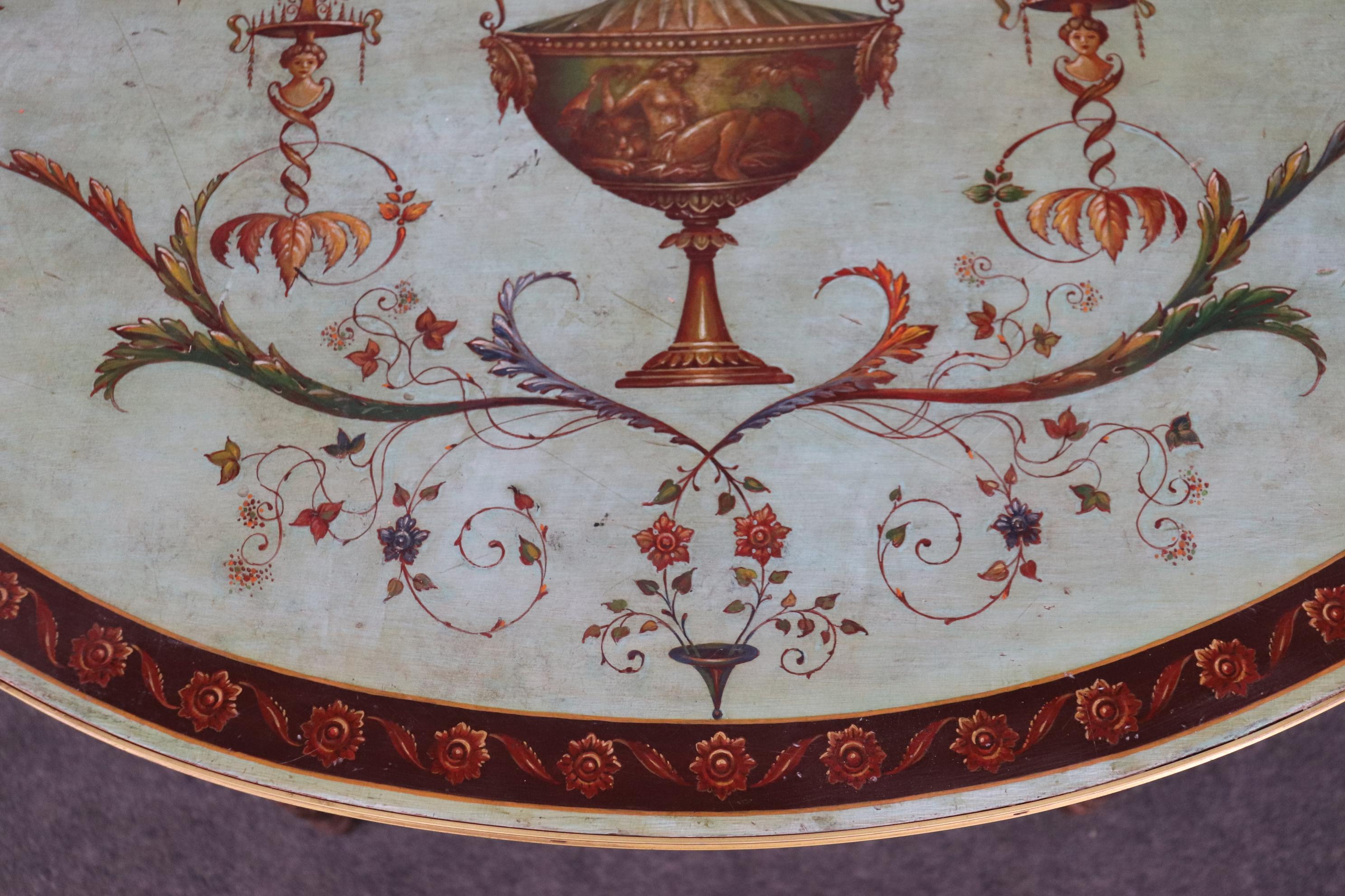 Vergoldeter Adams-Demilune-Konsolentisch in hoher Qualität mit Farbedekor, um 1890 im Angebot 7
