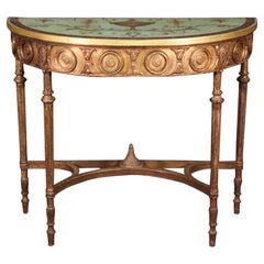 Fine Quality Paint Decorated Gilded Adams Demilune Console Table, Circa 1890