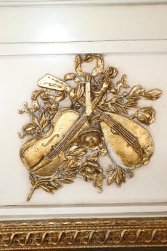 Fine Quality Paint Decorated Gilded Trumeau Mirror with String Instruments