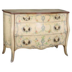 Fine Quality Paint Decorated Italian Venetian Bombe Commode or Dresser 