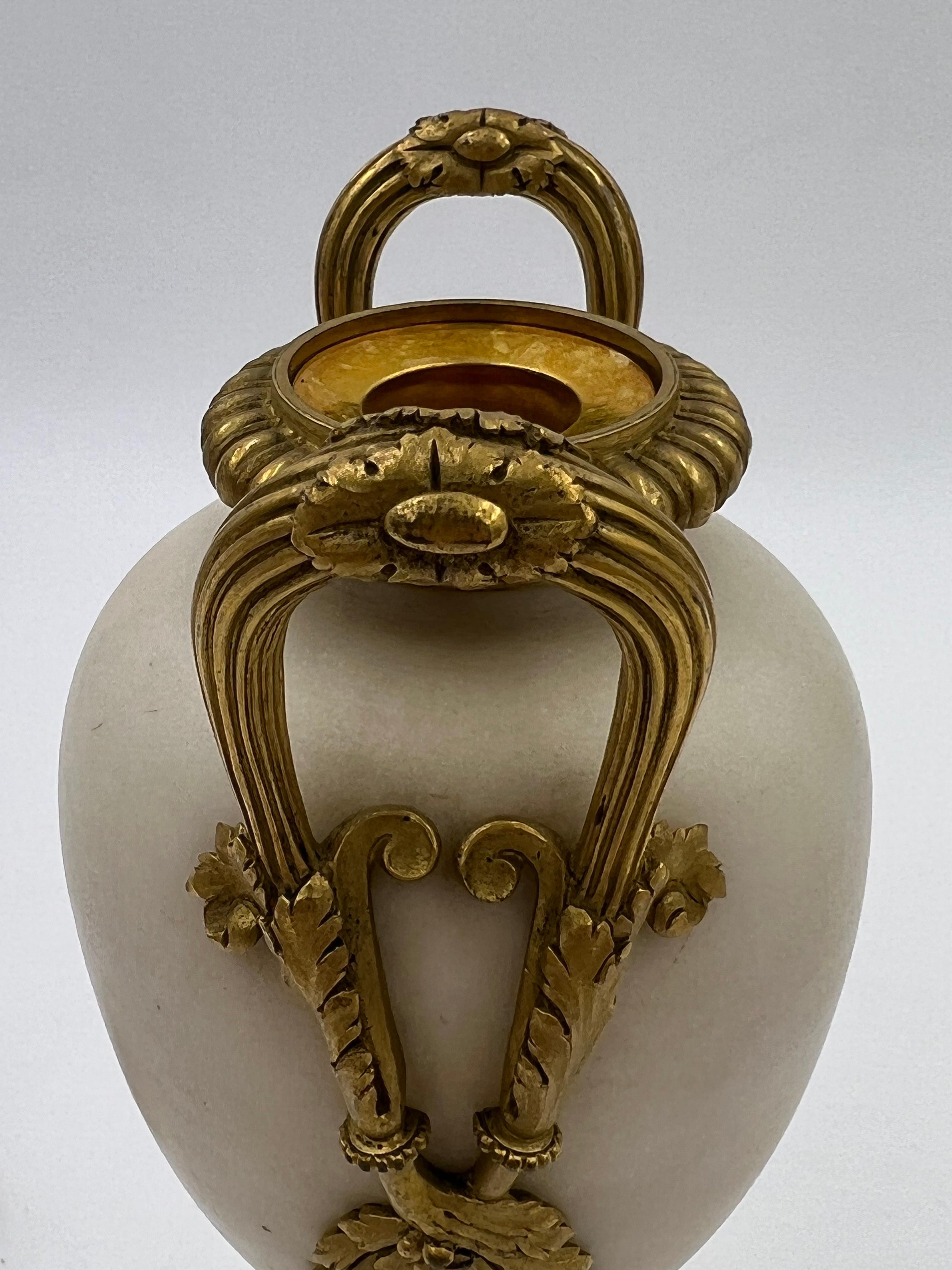 Fine Quality Pair, 19th Century French White Marble Bronze Ormolu Mounted Vases For Sale 7