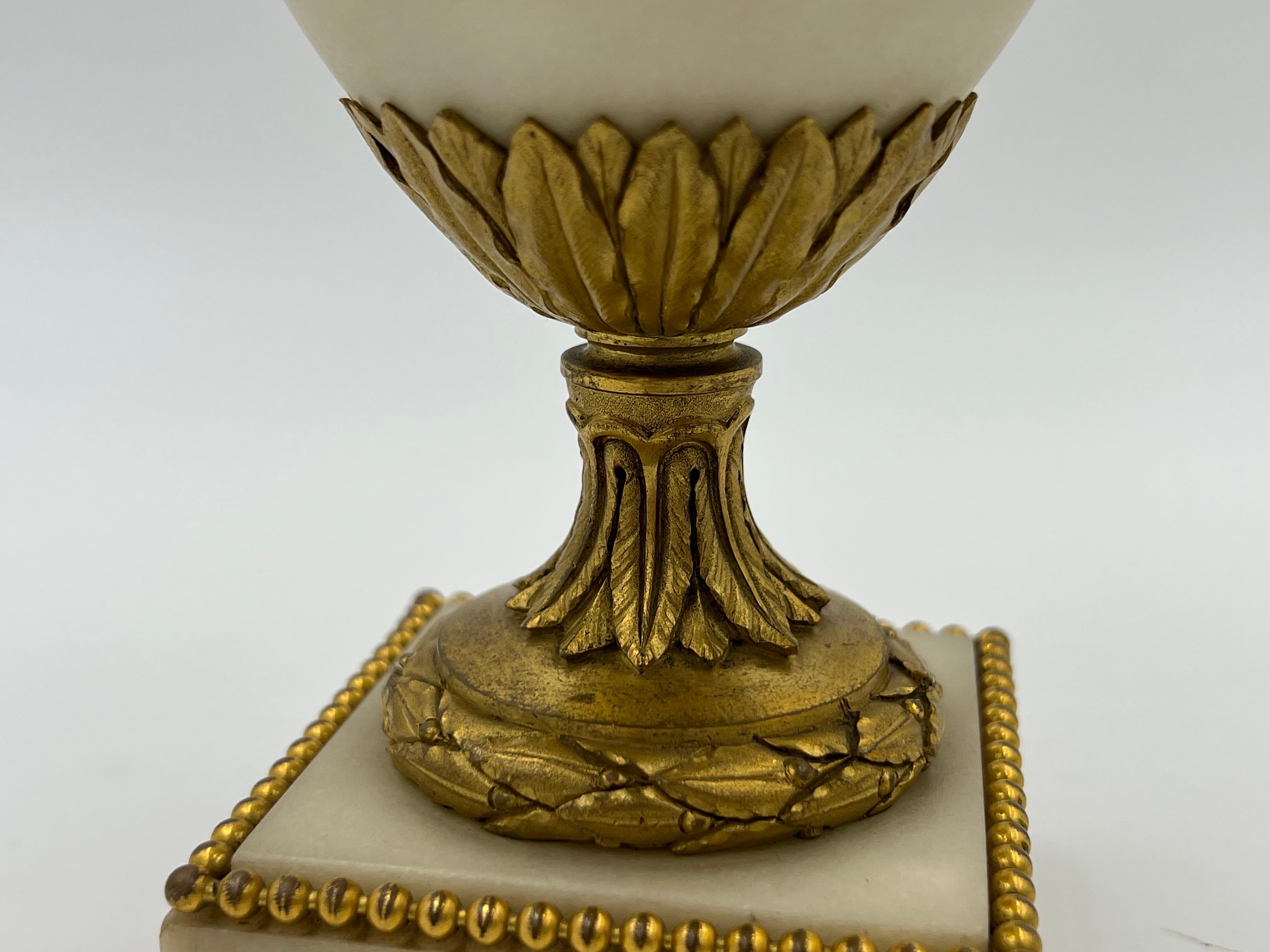 Fine Quality Pair, 19th Century French White Marble Bronze Ormolu Mounted Vases For Sale 4
