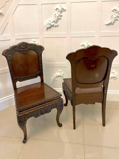 Fine Quality Pair of Antique Carved Chinese Hall Chairs