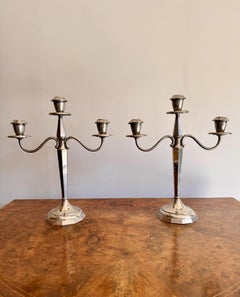 Fine quality pair of antique Edwardian silver plated candelabras