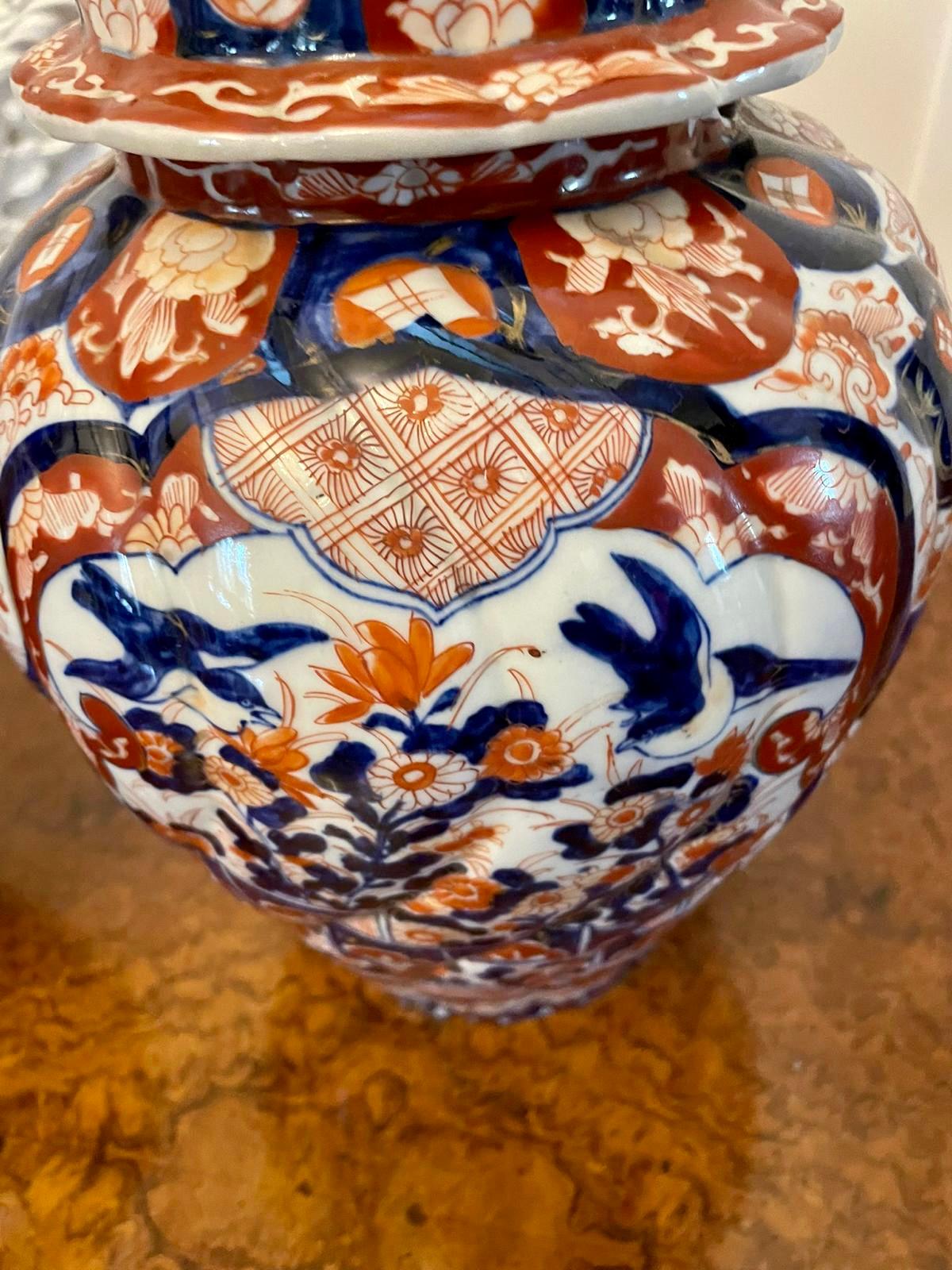 Fine Quality Pair of Antique Japanese Imari Lidded Vases For Sale 6