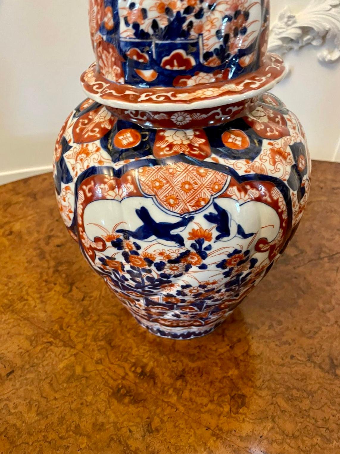 Fine Quality Pair of Antique Japanese Imari Lidded Vases For Sale 9