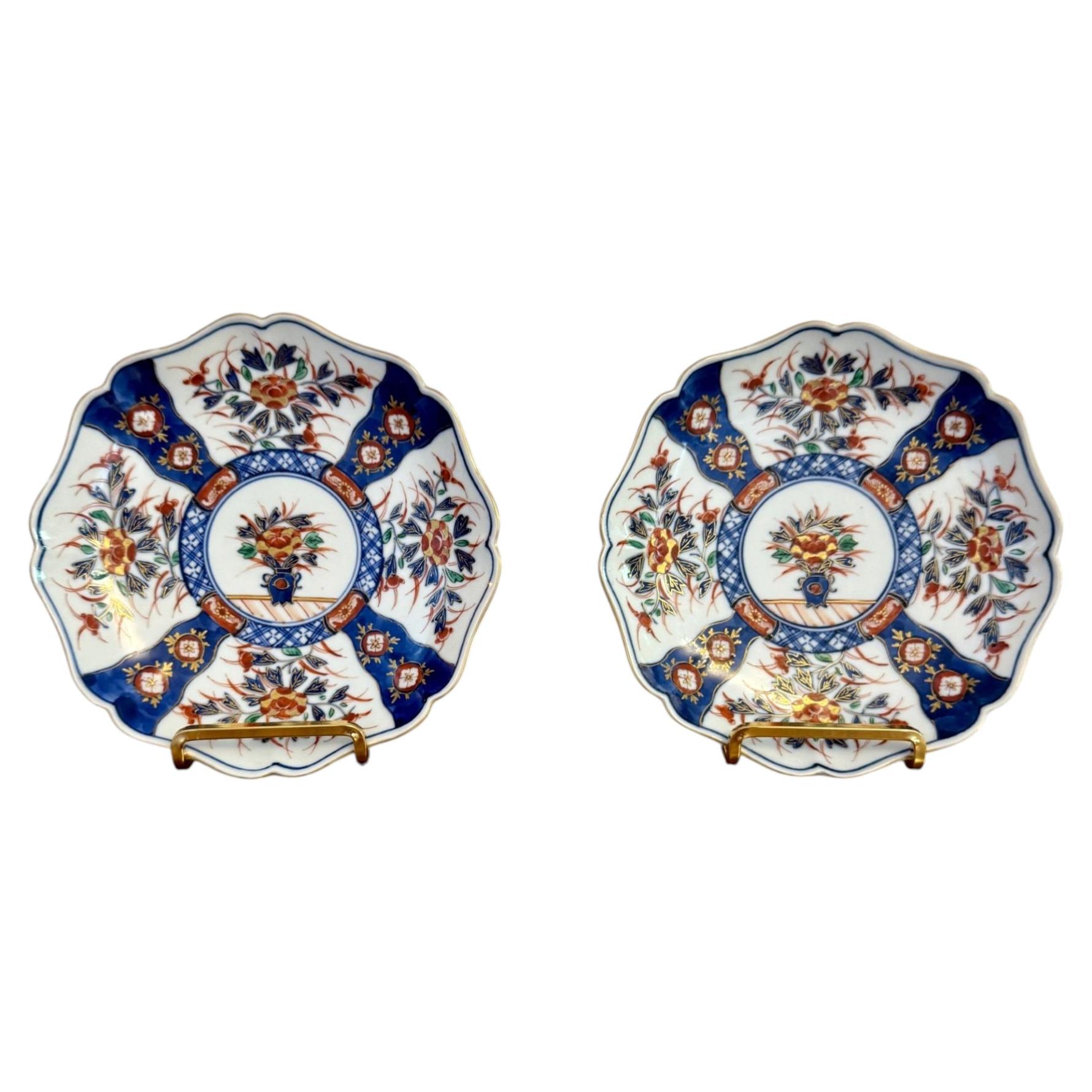Fine quality pair of antique Japanese imari plates