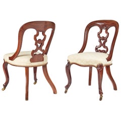 Fine Quality Pair of Antique Victorian Mahogany Side or Hall Chairs