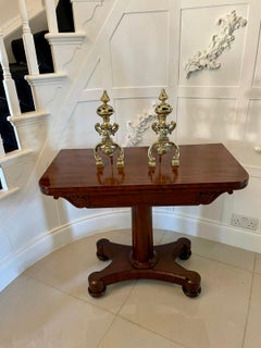 Fine Quality Pair of Antique Victorian Ornate Brass Fire Dogs