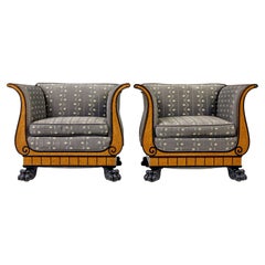 Paire de fauteuils club art déco en ronce de bouleau de belle qualité