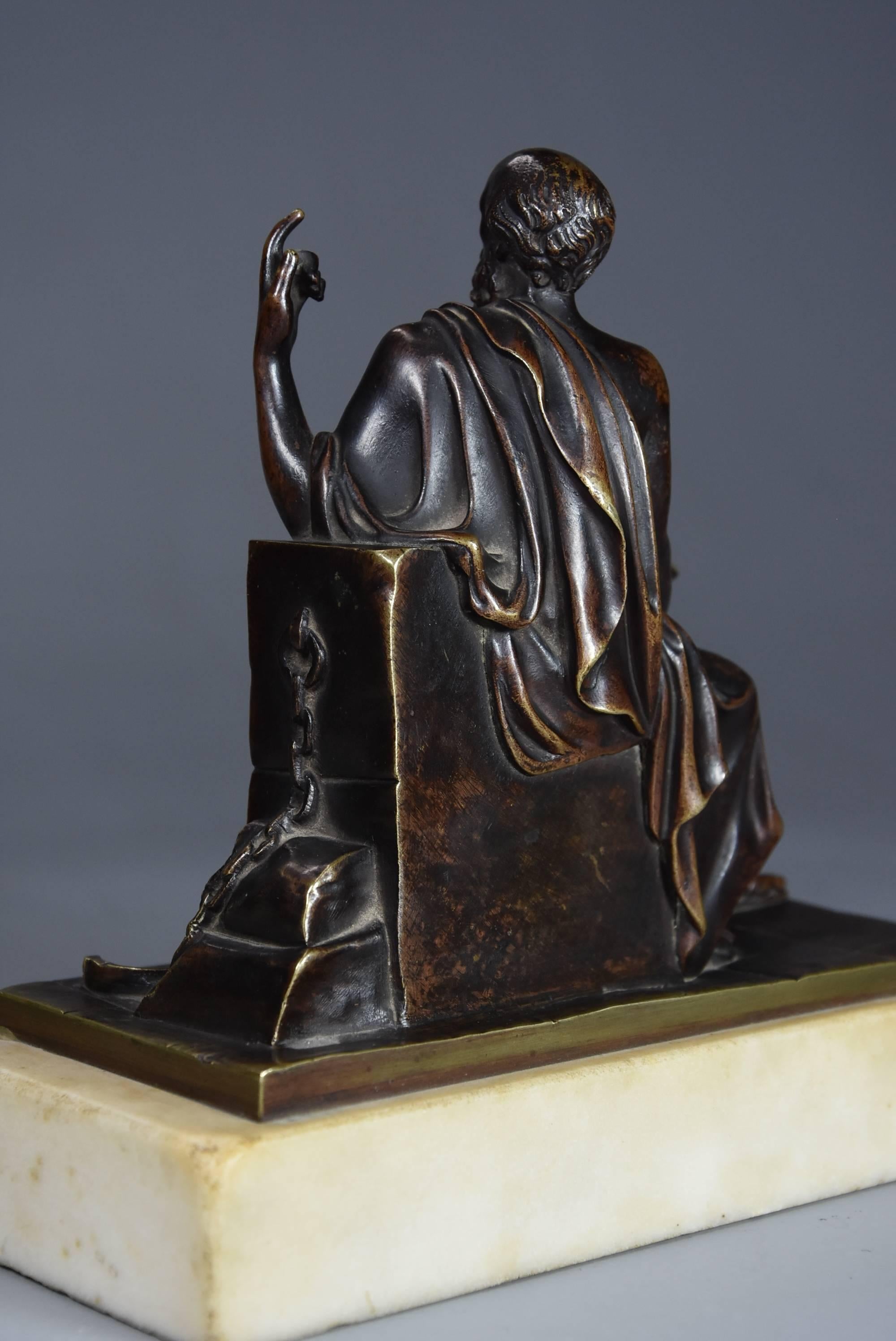 Fine Quality Pair of French Bronzes of Socrates and Leon of Salamis For Sale 5