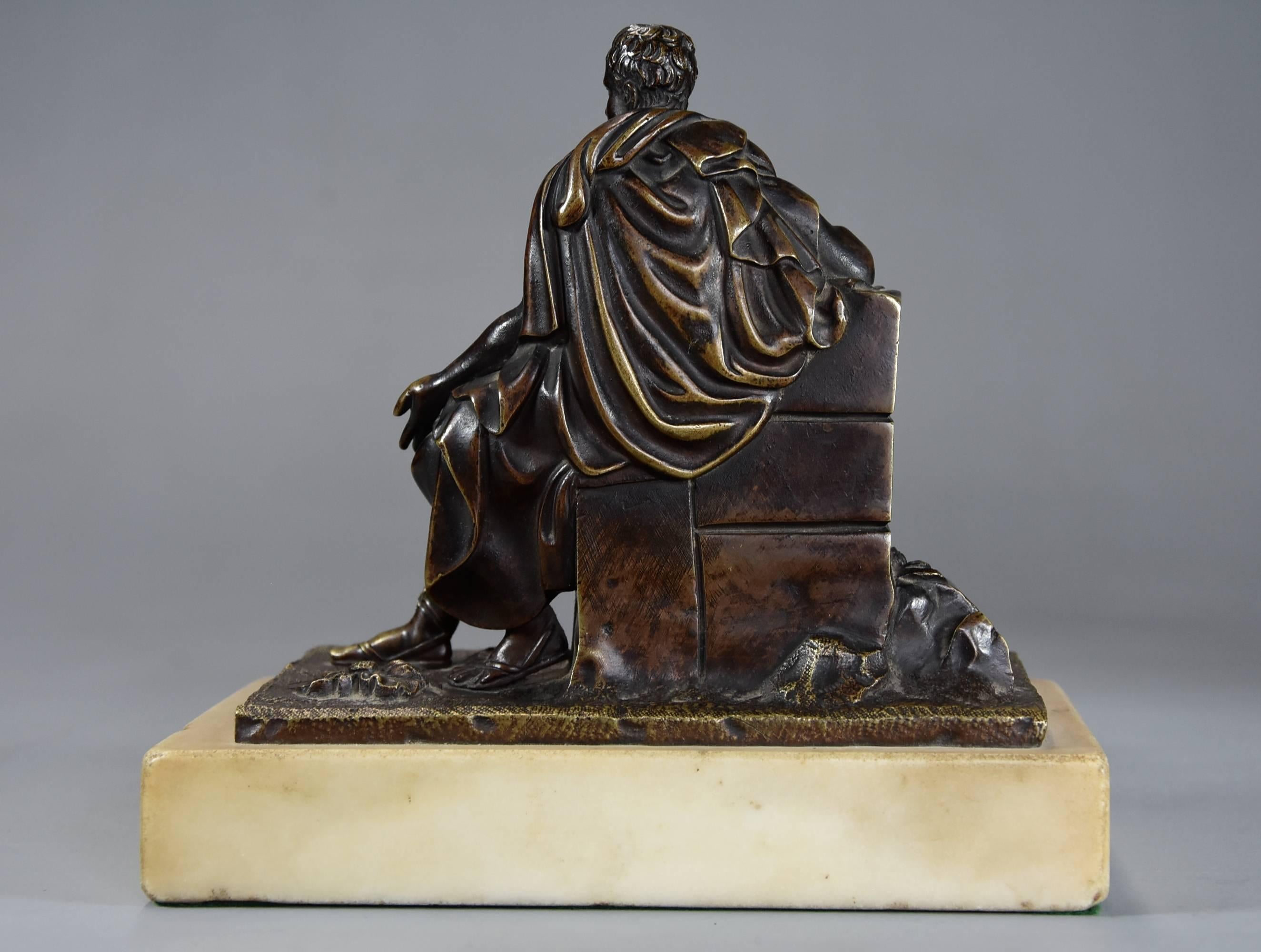 Fine Quality Pair of French Bronzes of Socrates and Leon of Salamis For Sale 1