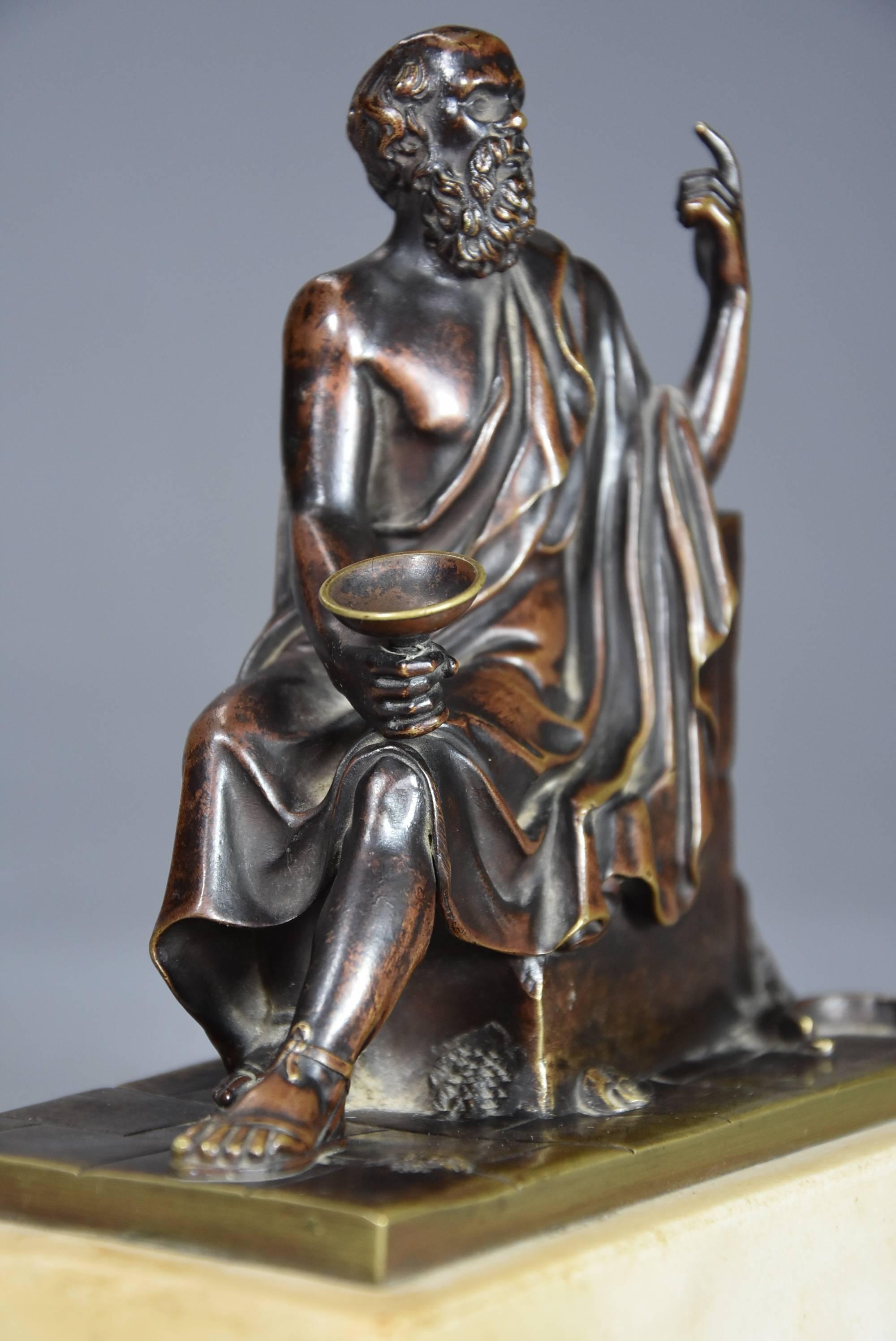 Fine Quality Pair of French Bronzes of Socrates and Leon of Salamis For Sale 2