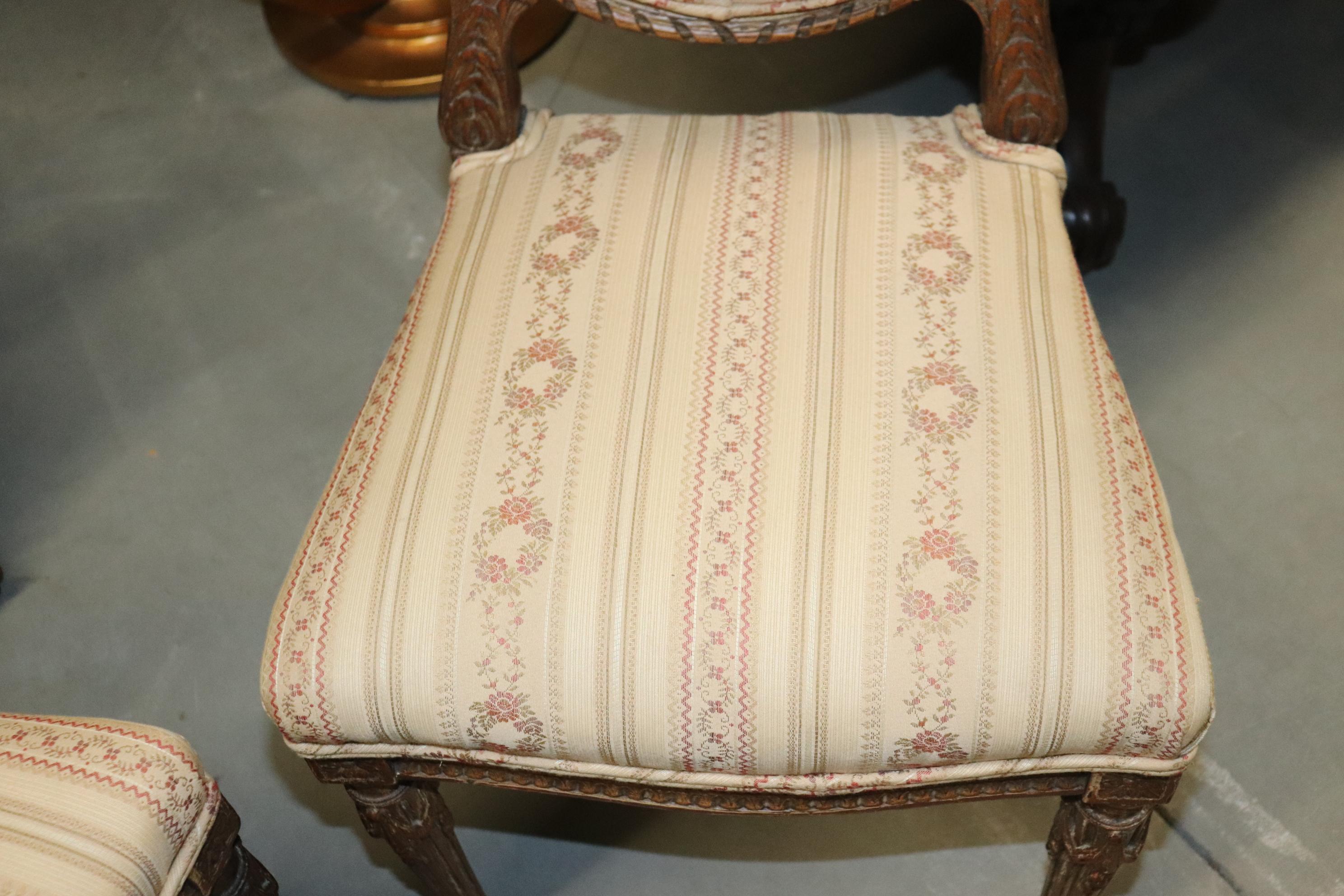Fine Quality Pair of French Louis XVI Carved Side Chairs, Circa 1940s For Sale 7