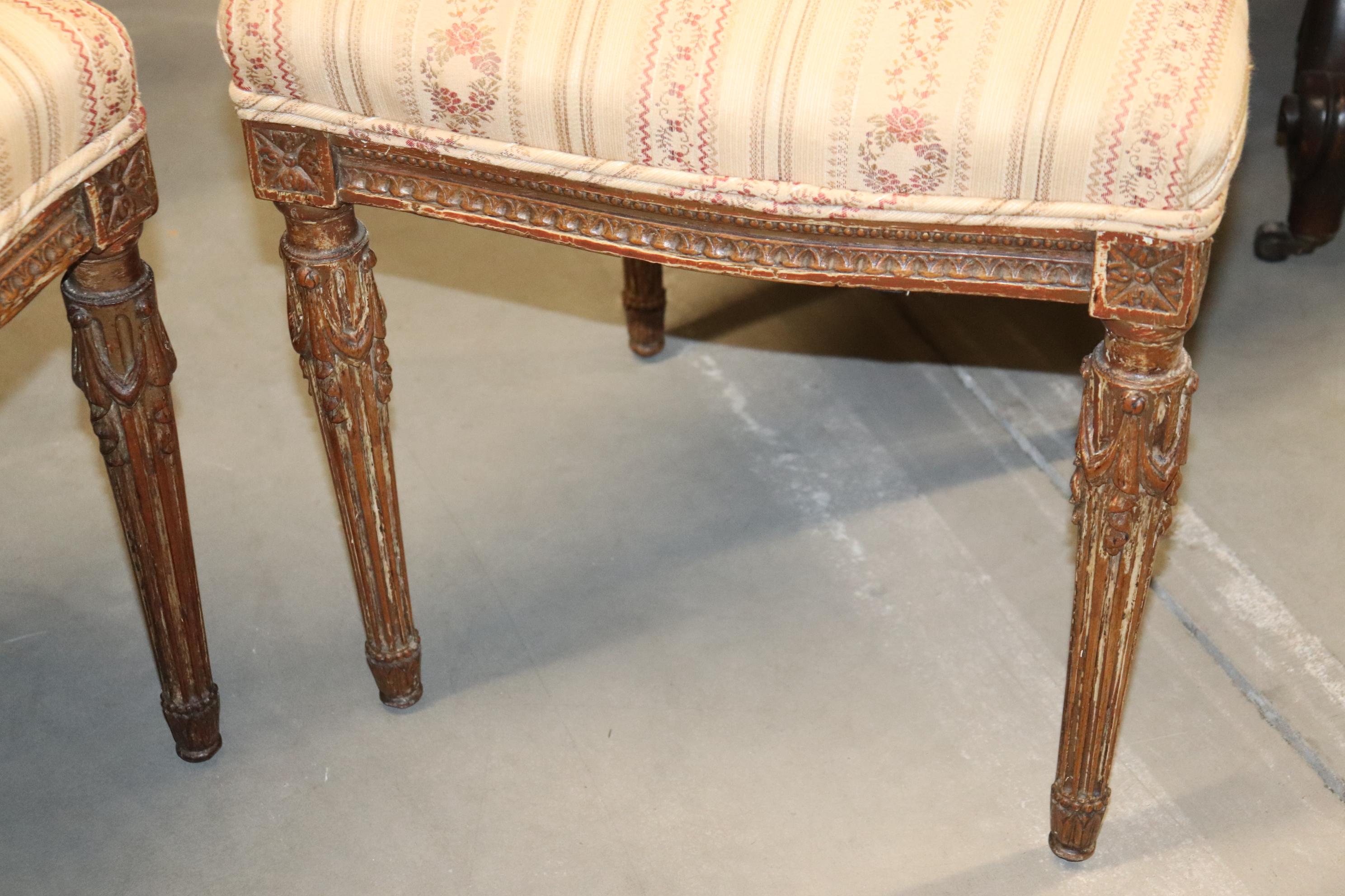 Fine Quality Pair of French Louis XVI Carved Side Chairs, Circa 1940s For Sale 8
