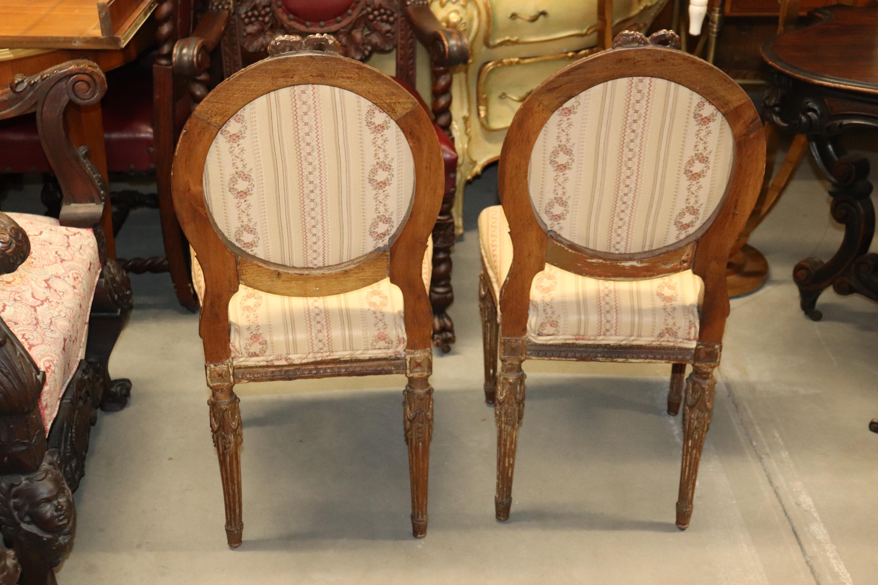 Fine Quality Pair of French Louis XVI Carved Side Chairs, Circa 1940s For Sale 12