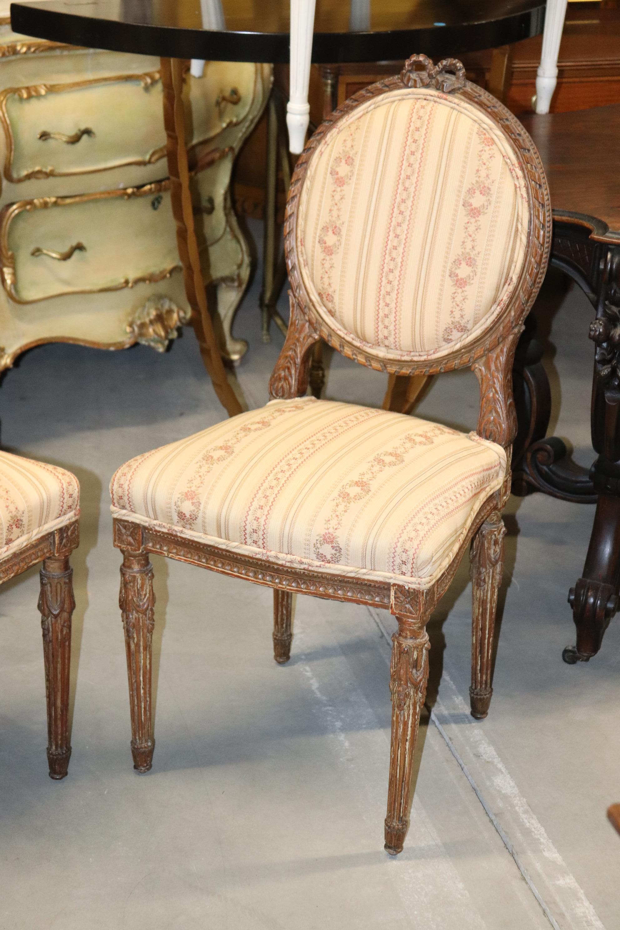 Mid-20th Century Fine Quality Pair of French Louis XVI Carved Side Chairs, Circa 1940s For Sale