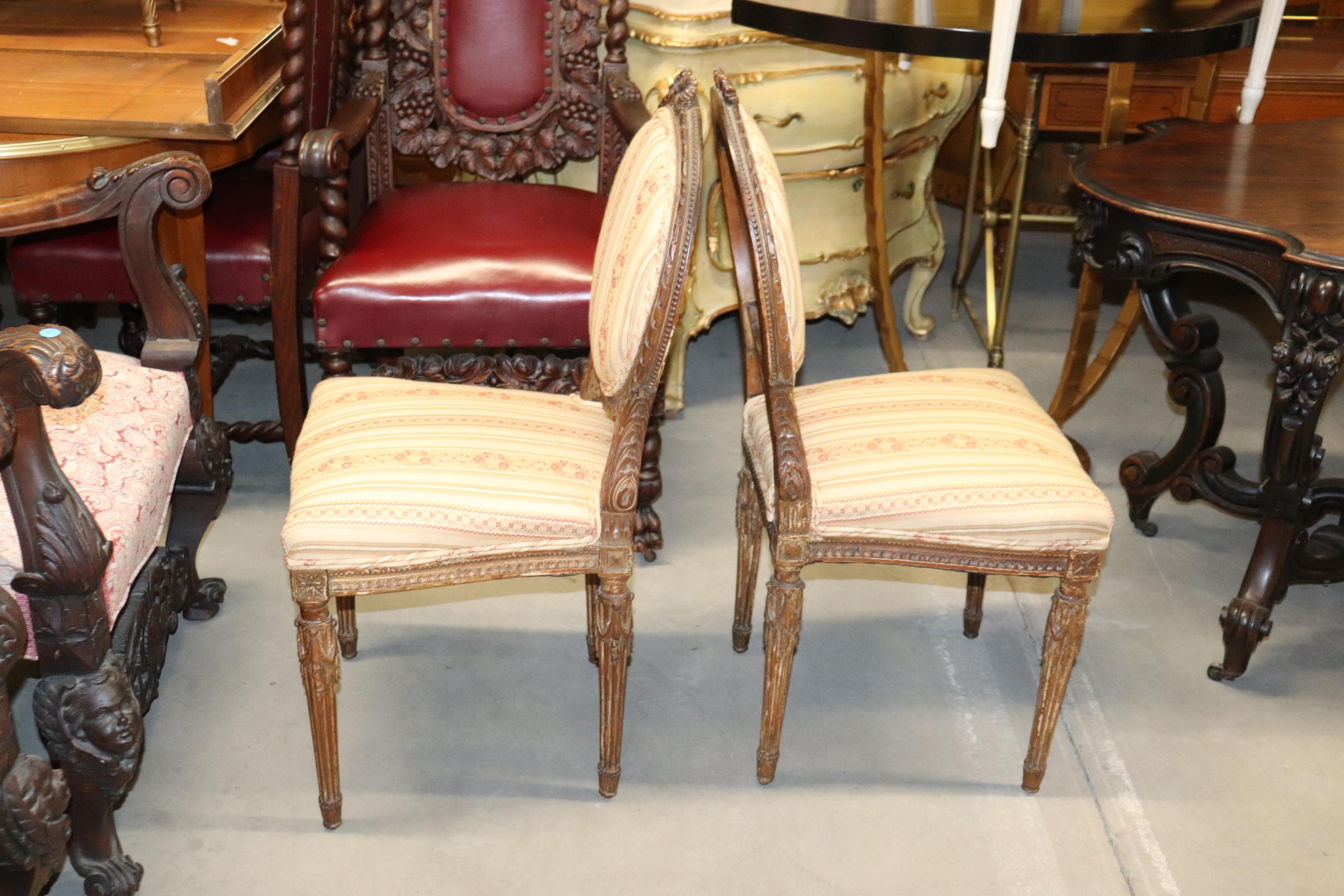 Fine Quality Pair of French Louis XVI Carved Side Chairs, Circa 1940s For Sale 2
