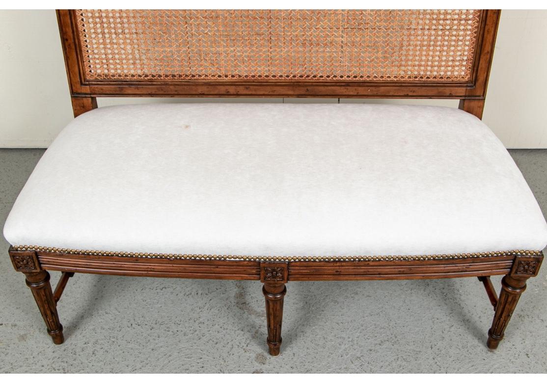 Fine Quality Pair of French Provincial Style Cane Back Benches In Good Condition In Bridgeport, CT