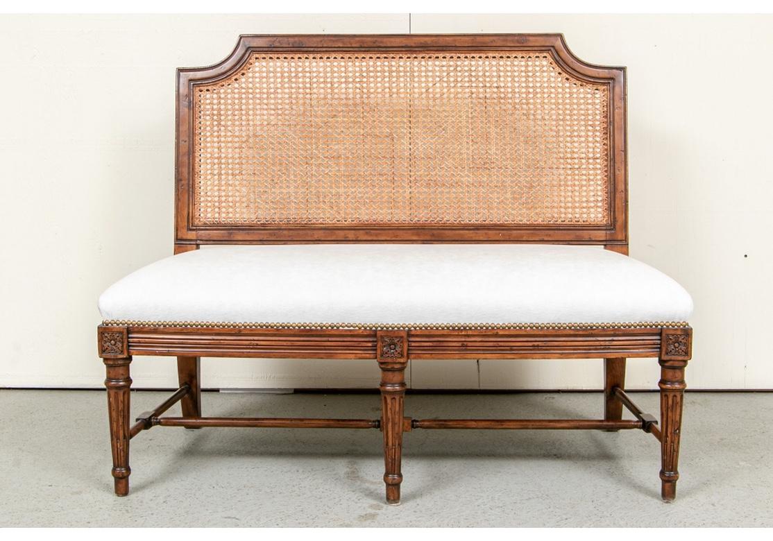 Fine Quality Pair of French Provincial Style Cane Back Benches 1