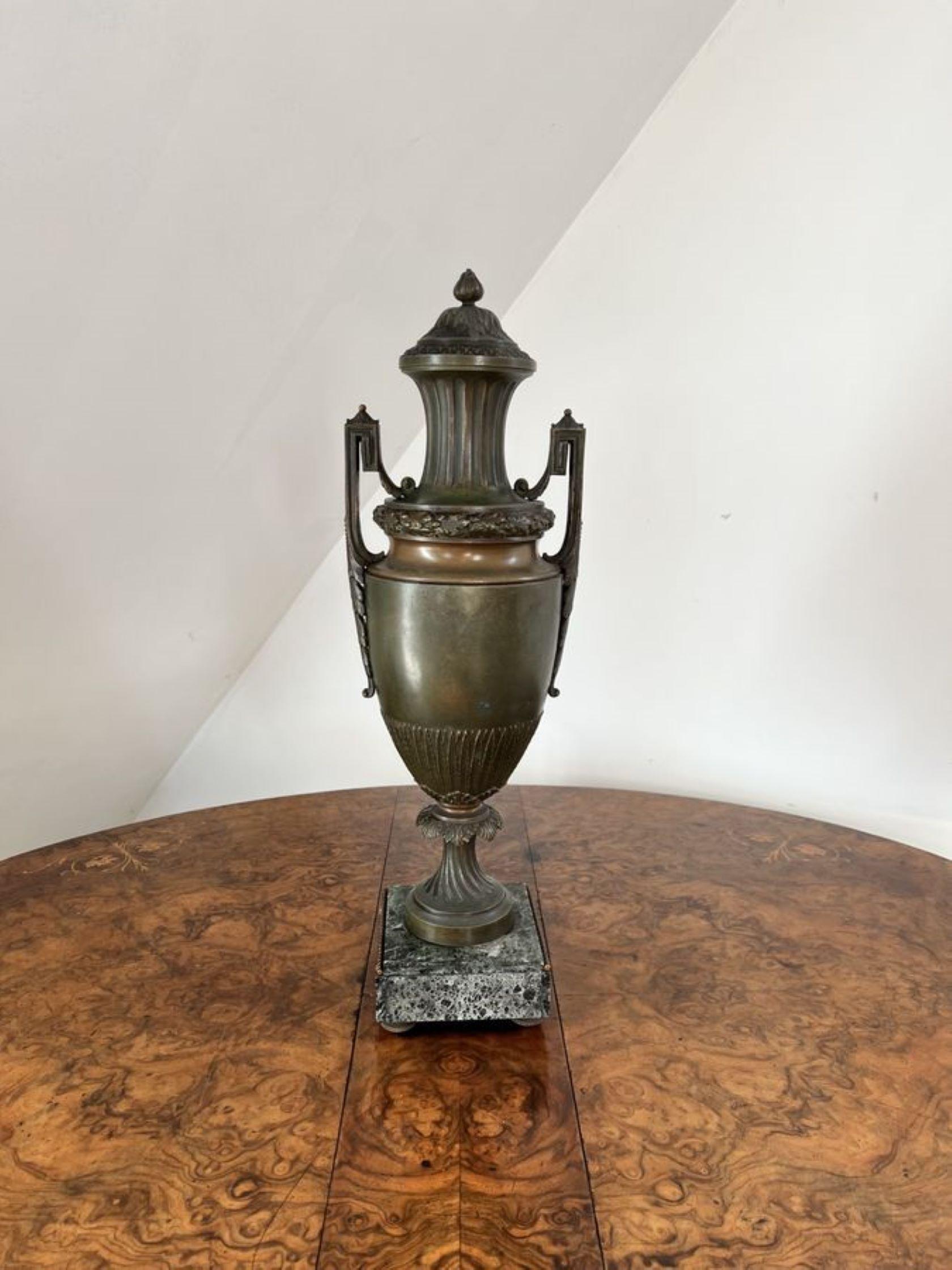 19th Century Fine quality pair of large antique Victorian bronze urns  For Sale