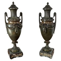 Fine quality pair of large antique Victorian bronze urns 