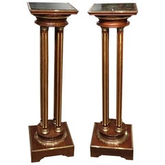 Fine Quality Pair of Mahogany Brass Mounted Late Victorian Period Pedestals