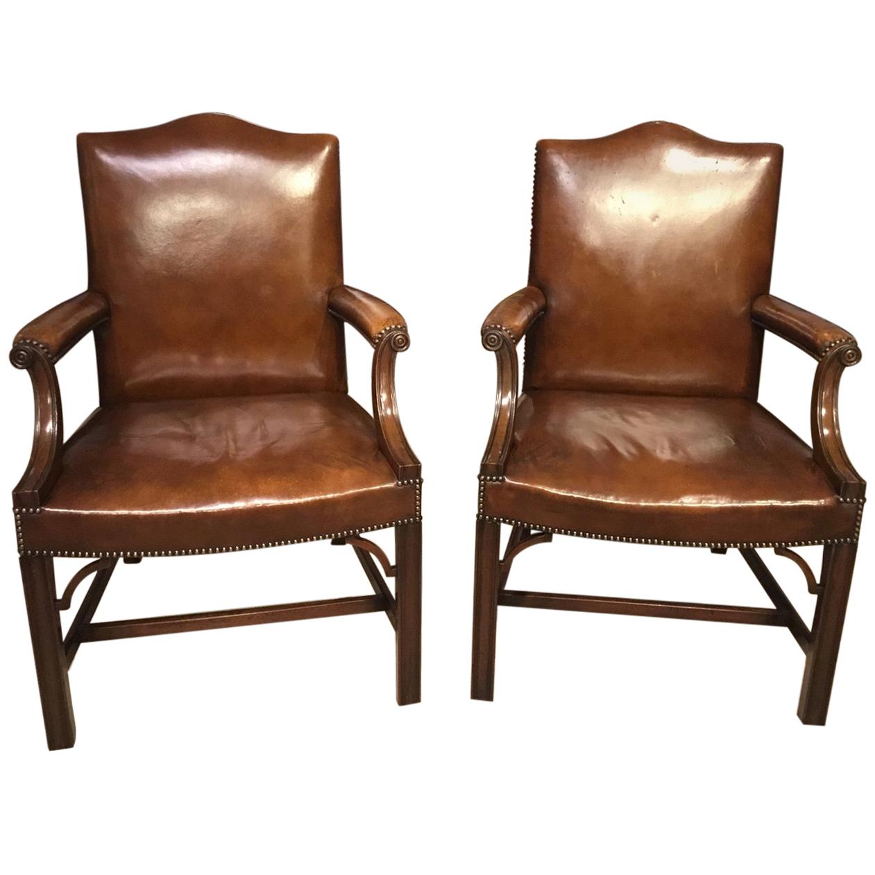 Fine Quality Pair of Mahogany Gainsborough Armchairs