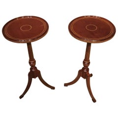 Antique Fine Quality Pair of Mahogany Inlaid Edwardian Period Wine Tables