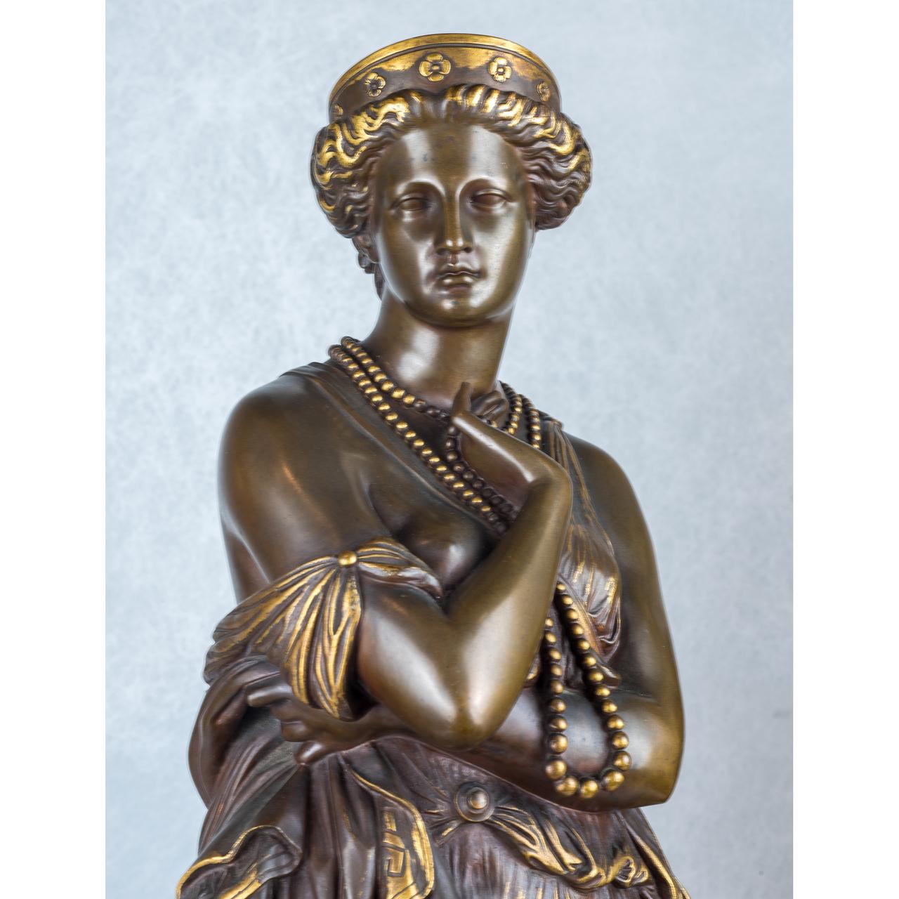 19th Century Fine Quality Pair of Patinated Bronze Statues by Jean-Baptiste Clésinger For Sale