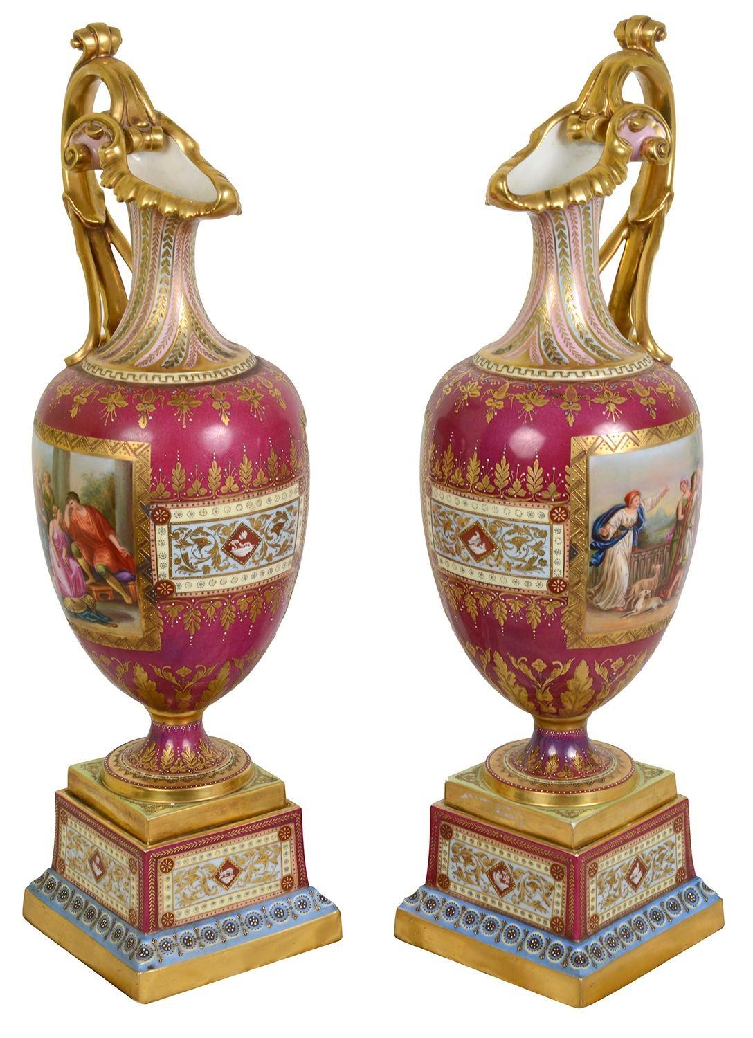 Austriaco Coppia di spurghi in porcellana di Vienna di alta qualità, circa 1890 in vendita