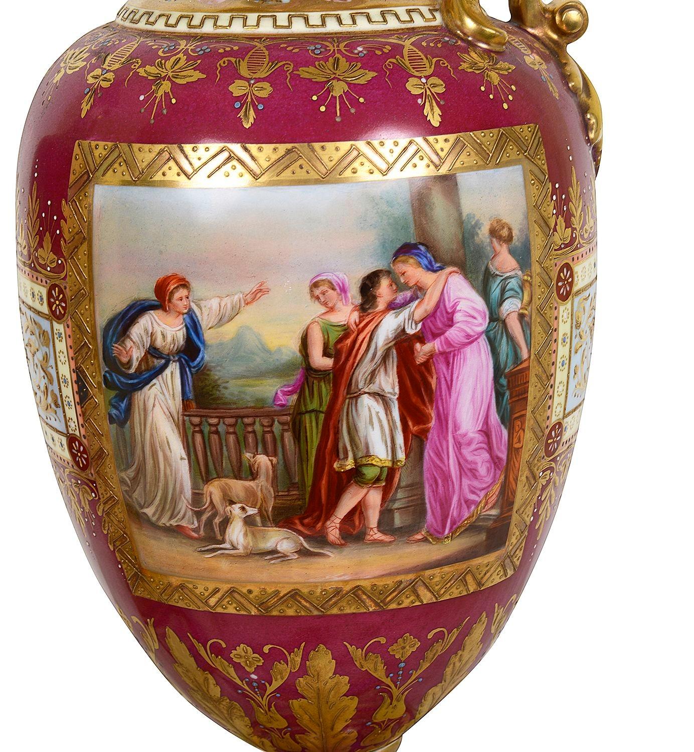Coppia di spurghi in porcellana di Vienna di alta qualità, circa 1890 in vendita 1