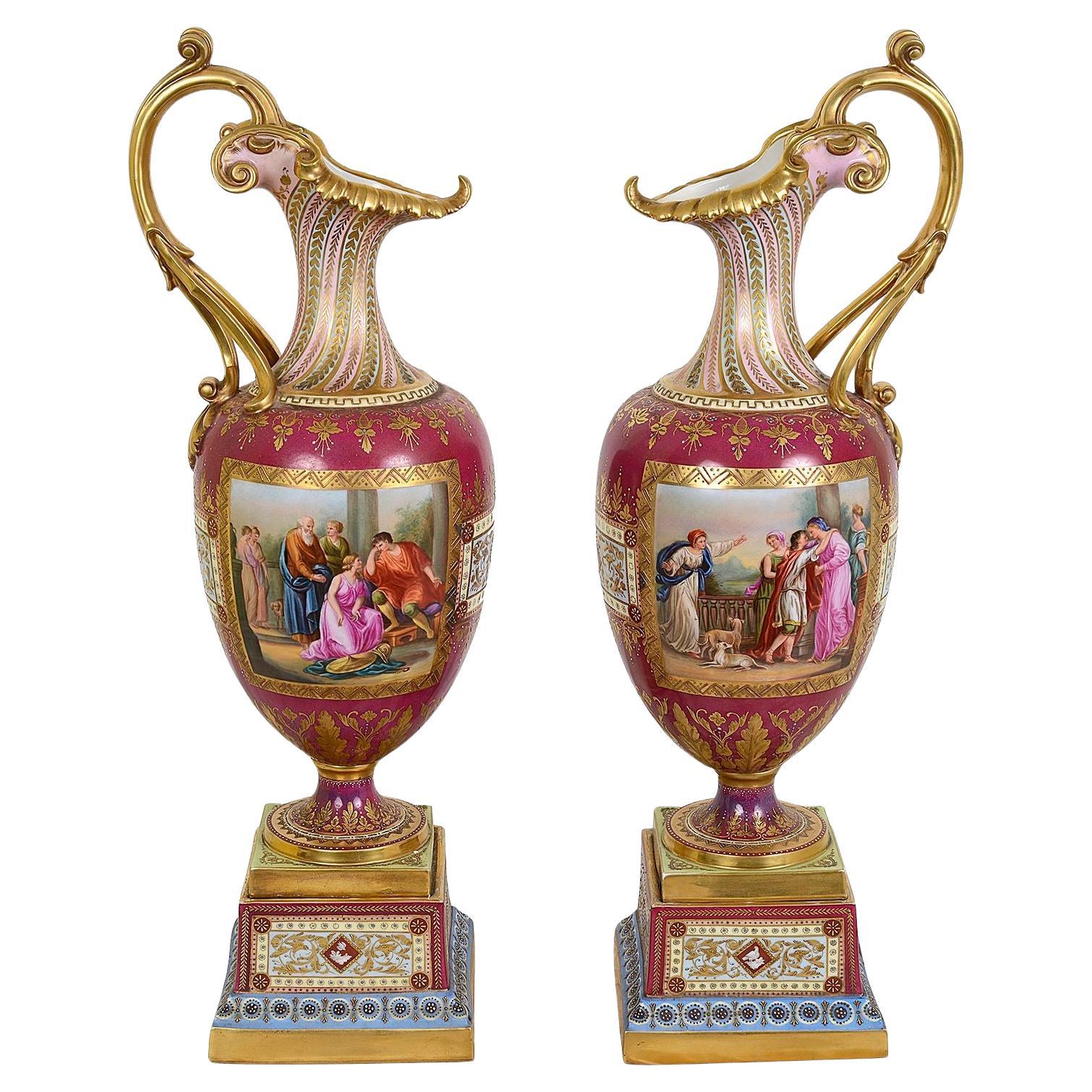 Coppia di spurghi in porcellana di Vienna di alta qualità, circa 1890