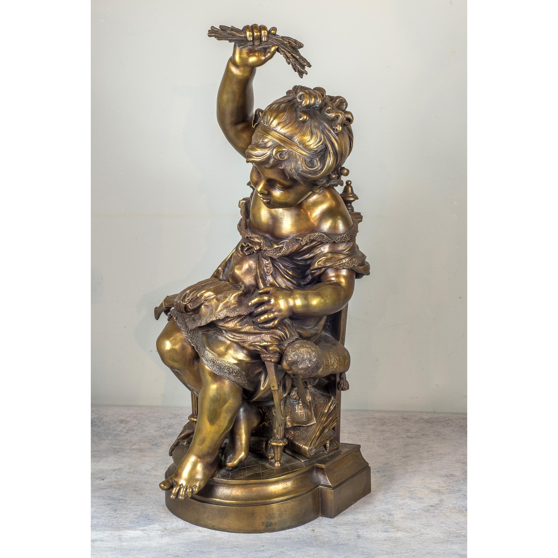 A fine patinated bronze sculpture of a seated girl spanking her doll. Signed ‘Auguste Moreau’ on base.

Artist: Auguste Moreau (French, 1834-1917)
Date: 19th century
Dimension: 24 1/2 in. x 11 in. x 11 in.