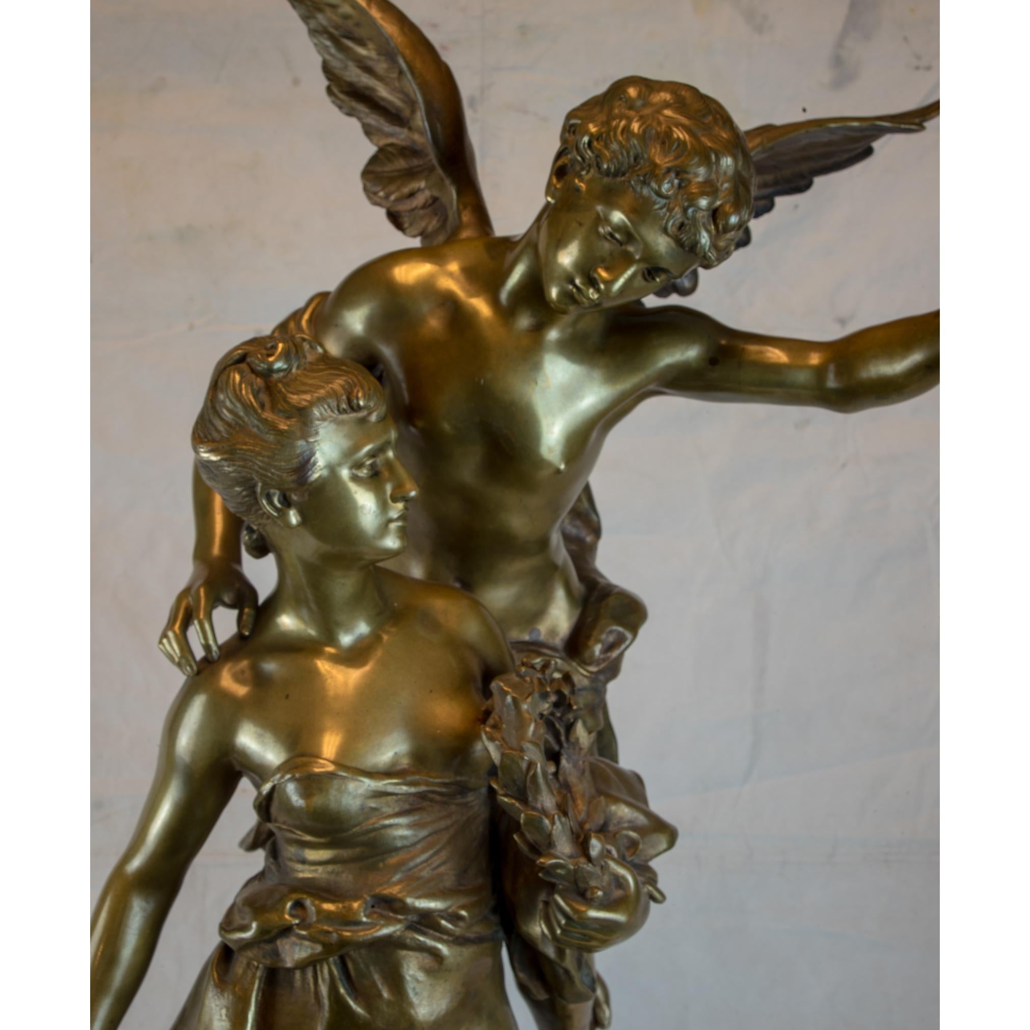 Patiné Statue en bronze patiné de qualité supérieure de Mathurin Moreau en vente