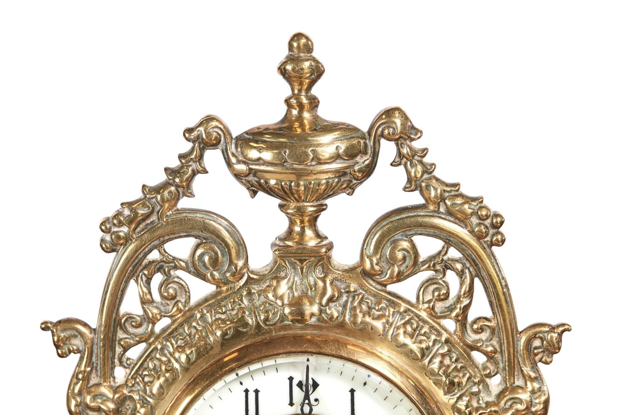 European Fine Quality Pierced Brass Easel Back Desk Clock