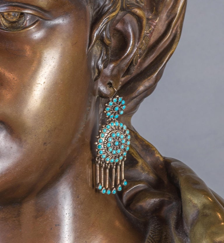  Polychrome-Patinated Bronze Bust by A. Gaudez For Sale 3