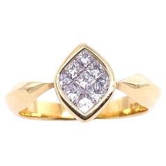 Fine Quality Princess Cut Diamond Ring with 9 Diamonds set in 18ct Yellow Gold